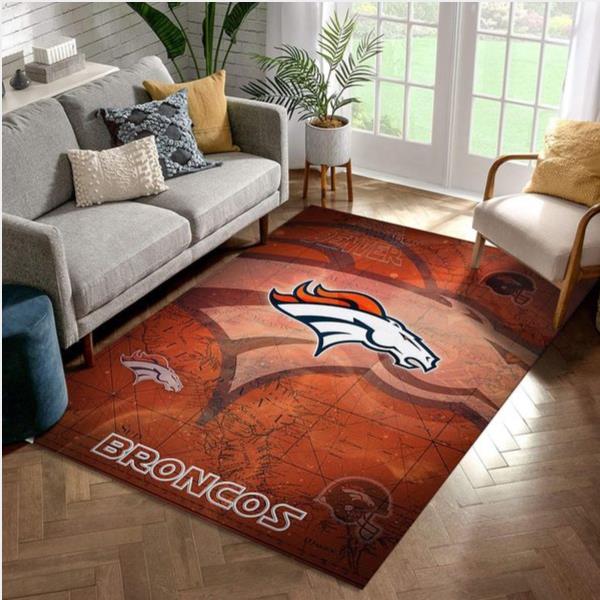 Denver Broncos NFL Logo Area Rug For Gift Bedroom Rug Home US Decor