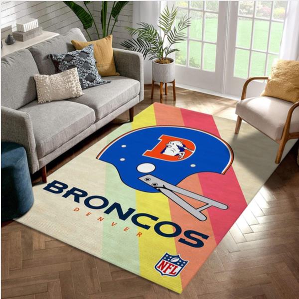 Denver Broncos Retro NFL Football Team Area Rug For Gift Bedroom Rug Christmas Gift Us Decor