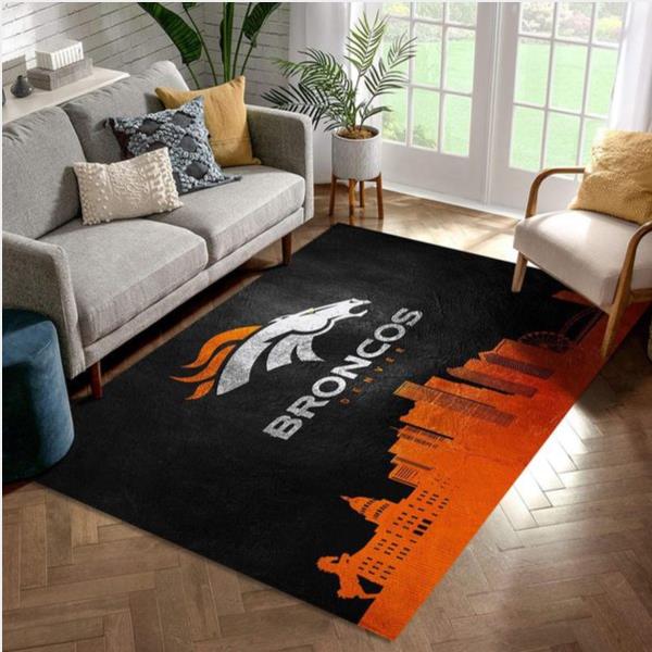 Denver Broncos Skyline Nfl Area Rug Carpet Living Room And Bedroom Rug Home Decor Floor Decor
