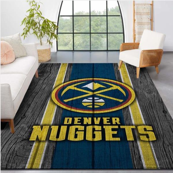 Denver Nuggets Nba Team Logo Wooden Style Nice Gift Home Decor Rectangle Area Rug