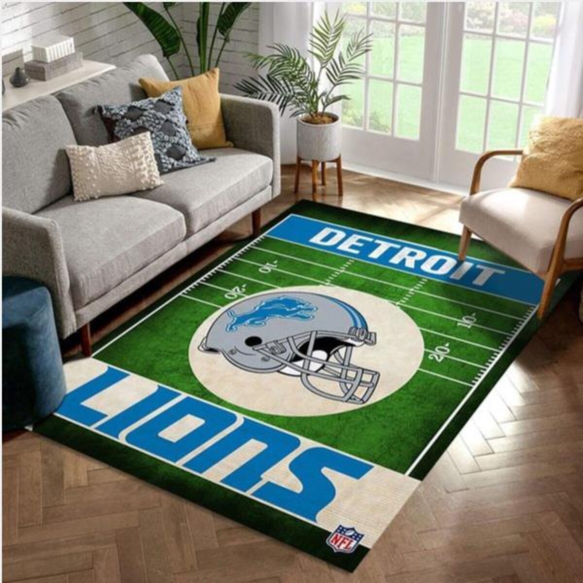 Detroit Lions Skyline Nfl Team Logos Living Room Carpet Rug Home