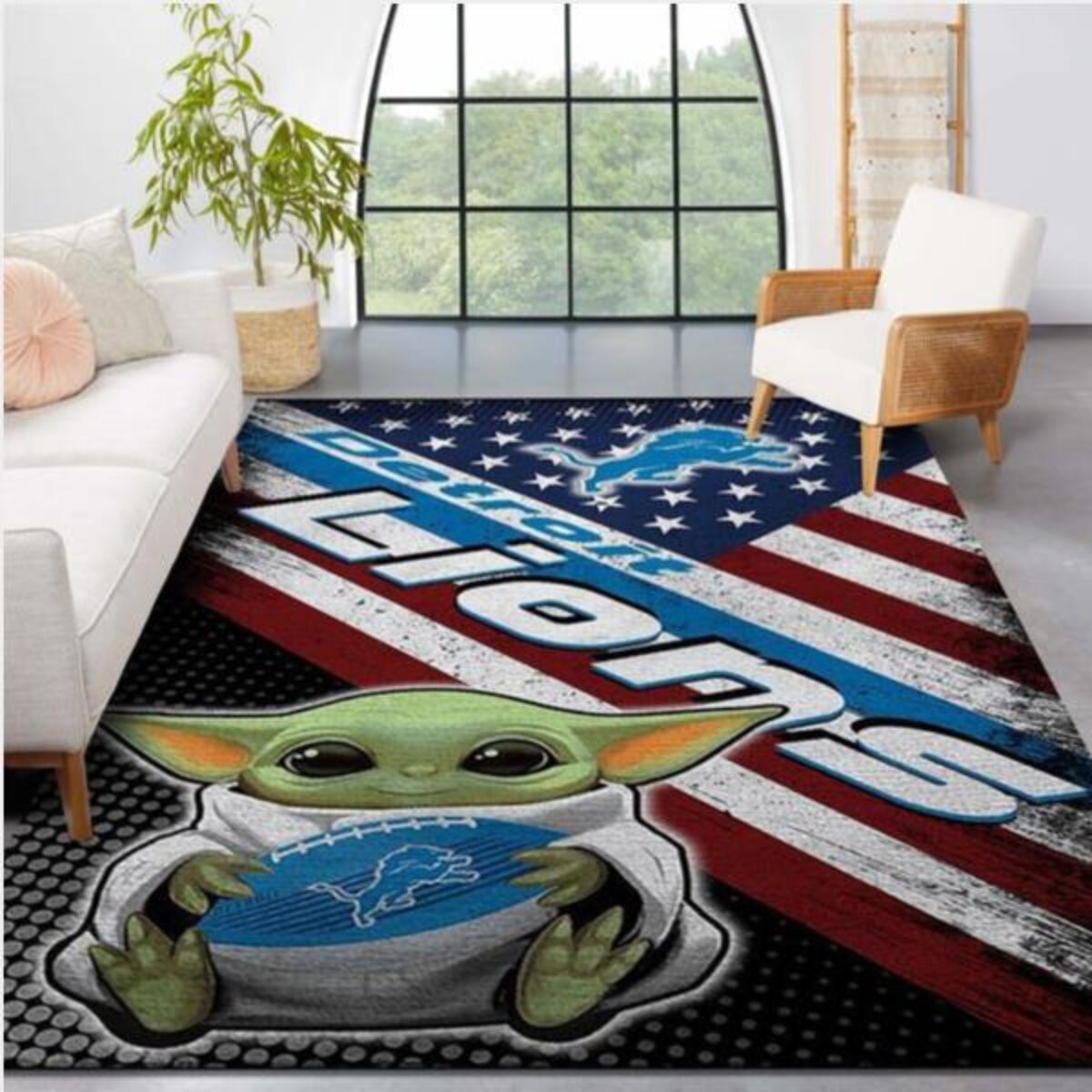 Detroit Lions Skyline Nfl Team Logos Living Room Carpet Rug Home