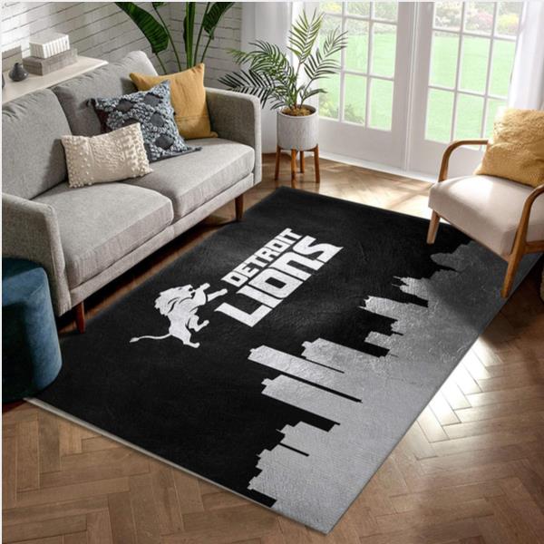 Detroit Lions Skyline NFL Area Rug Carpet Living Room Rug Us Gift Decor