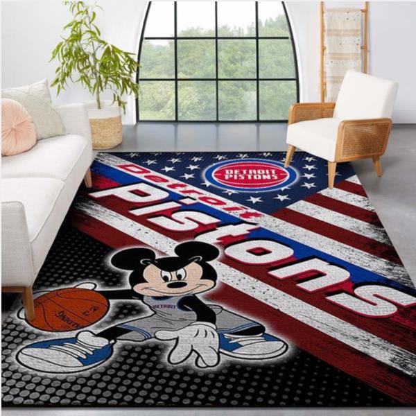 Detroit Pistons Nba Team Logo Mickey Us Style Nice Gift Home Decor Rectangle Area Rug