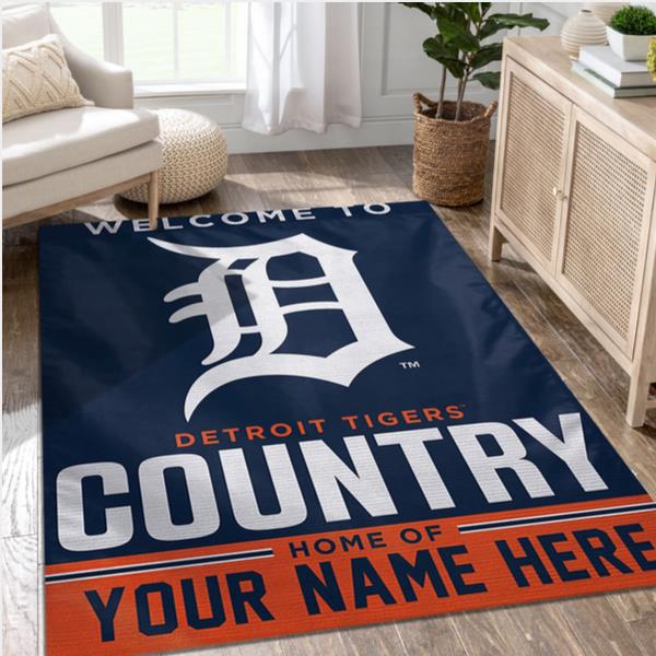 Detroit Tigers Personalized Mlb Reangle Area Rug Living Room Rug