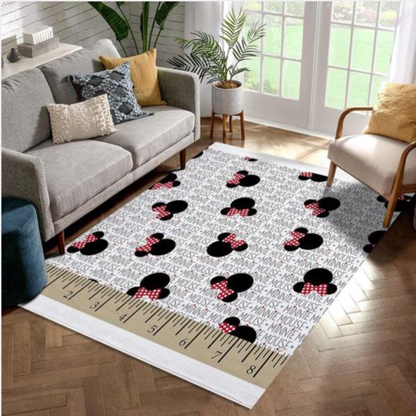 Disney Minnie Mouse Heads And Bows Cotton Fabric Area Rug For Christmas Living Room Rug Us Gift Decor