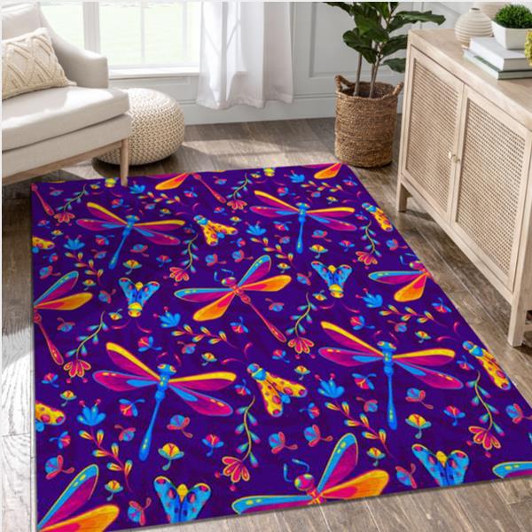Dragonfly Pattern Area Rug Carpet Bedroom US Gift Decor