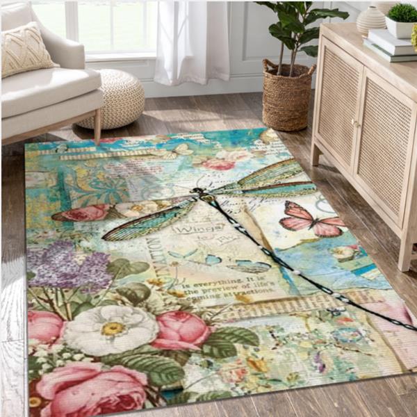 Dragonfly Pretty Area Rug Carpet Bedroom US Gift Decor
