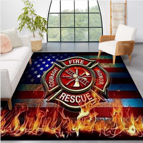 Firefighter Fire Logo Area Rug Living Room Rug Home Decor Floor Decor