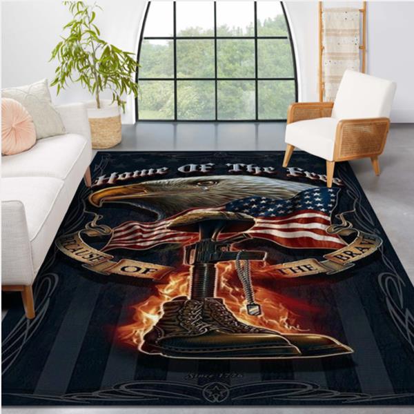 Firefighter Home Of The Free Area Rug Living Room Rug Home Decor Floor Decor