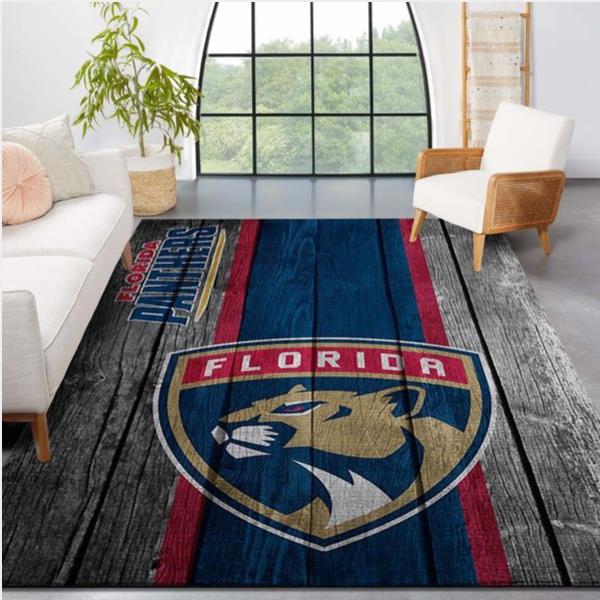 Florida Panthers Nhl Team Logo Wooden Style Nice Gift Home Decor Rectangle Area Rug