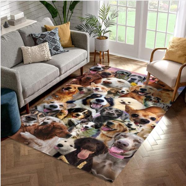 Funny Dogs Happy Face Area Rug Bedroom Rug Family Gift US Decor
