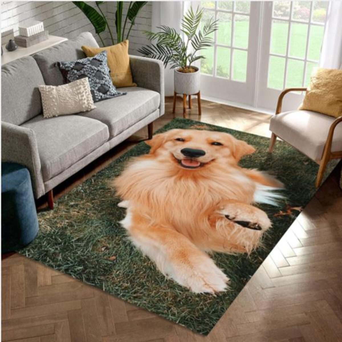 Cute Golden Retriever Personalized Doormat