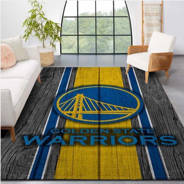 Golden State Warriors Nba Team Logo Wooden Style Nice Gift Home Decor Rectangle Area Rug