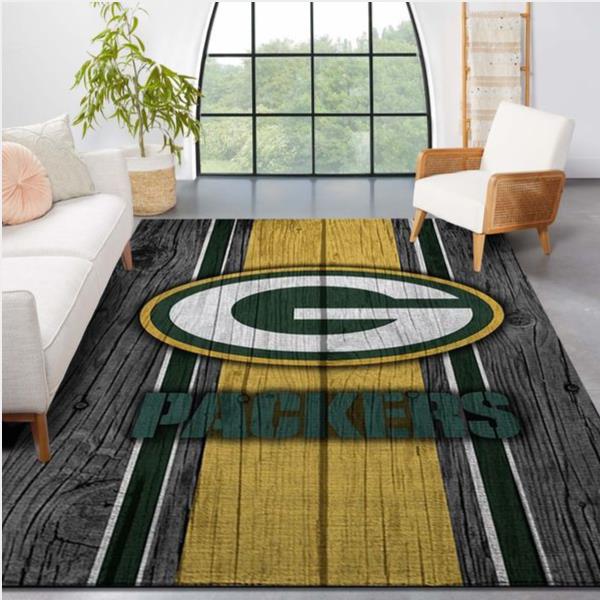 Green Bay Packers Nfl Team Logo Wooden Style Style Nice Gift Home Decor Rectangle Area Rug