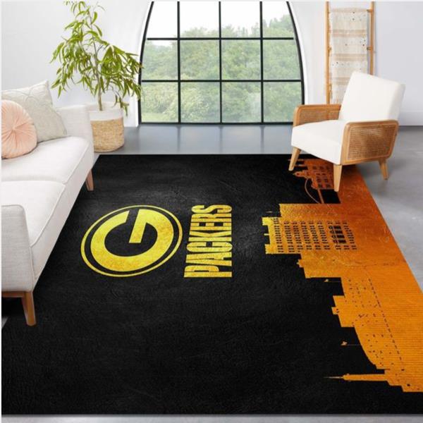 Green Bay Packers Skyline Nfl Area Rug Carpet Living Room And Bedroom Rug Home Us Decor