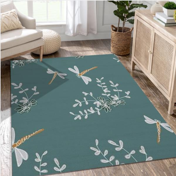 Green Dragonfly Summer Nature Area Rug Carpet Bedroom US Gift Decor