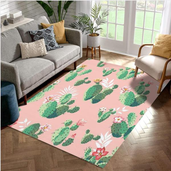Green Pink Cactus Area Rug Floor Decor The US Decor