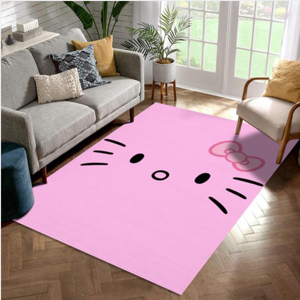 Hello Kitty Face Area Rug Carpet Team Logo Family Gift US Decor