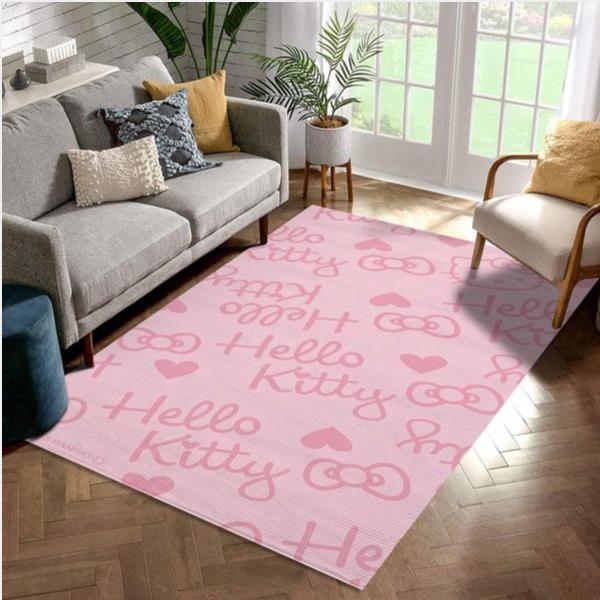 Hello Kitty Pattern And Pink Rug Living Room Rug Home Us Decor