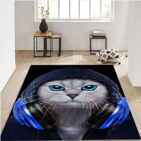 Hip Hop Tabby Cat In Hood Area Rug For Christmas Living Room And Bedroom Rug Home Us Decor