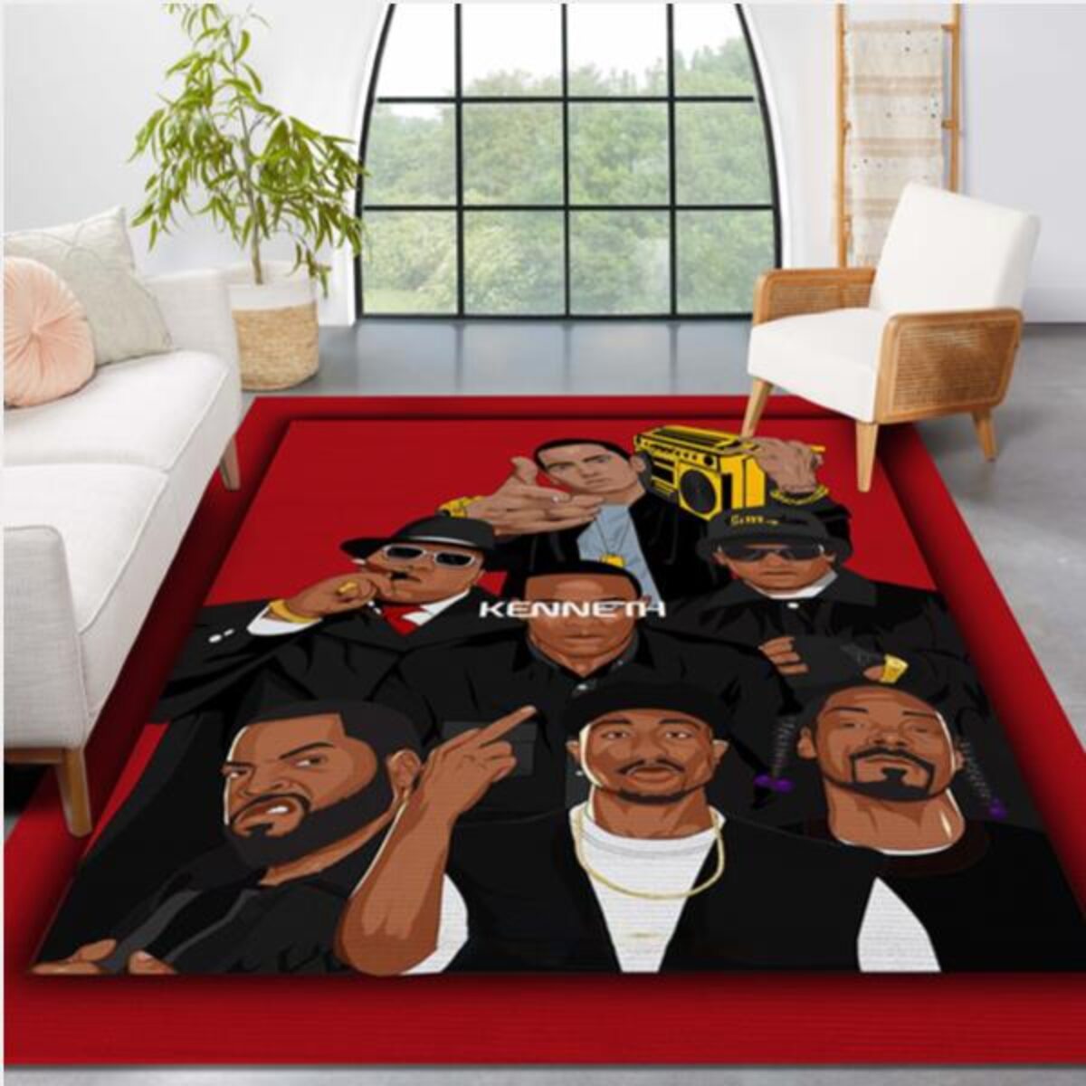 Hip Hop Art Rapper Legend Star Area Rug Large,Carpet Rug for Living Room  Bedroom Sofa Doormat Decoration,Kids Non-slip Floor Mat