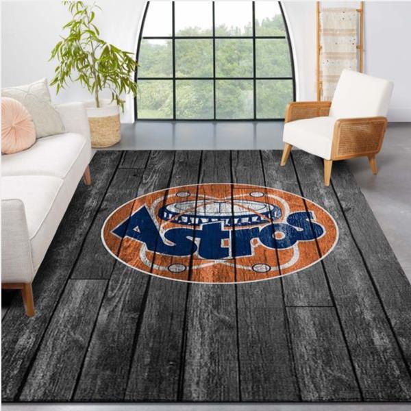 Houston Astros Mlb Team Logo Grey Wooden Style Style Nice Gift Home Decor Rectangle Area Rug