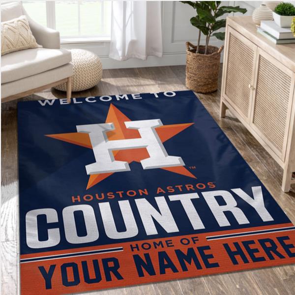Houston Astros Personalized MLB Reangle Area Rug Living Room Rug