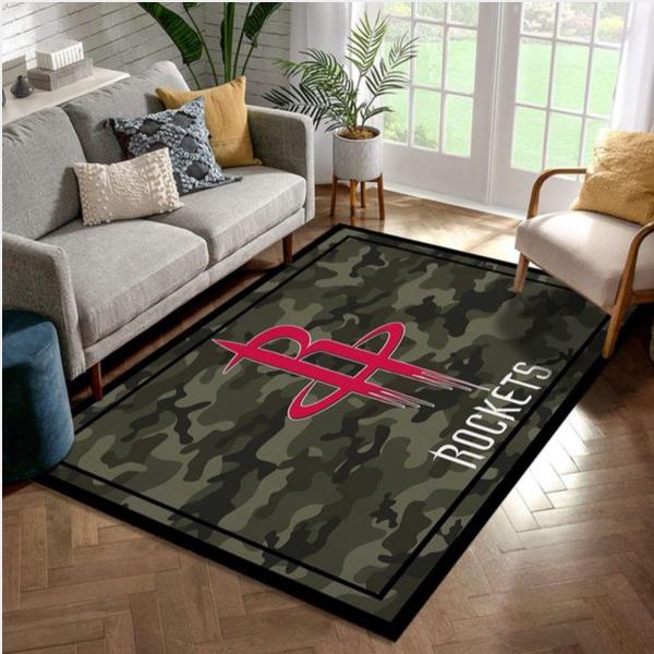 Houston Rockets Nba Team Logo Camo Style Nice Gift Home Decor Area Rug Rug - For Living Room
