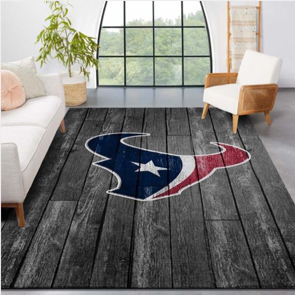 Houston Texans NFL Team Logo Grey Wooden Style Style Nice Gift Home Decor Rectangle Area Rug