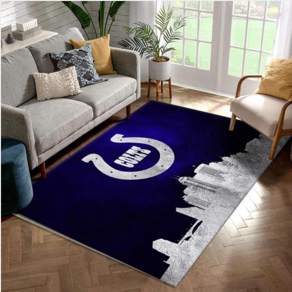 Indiana Colts Skyline NFL Area Rug Carpet Living room and bedroom Rug Home Decor Floor Decor