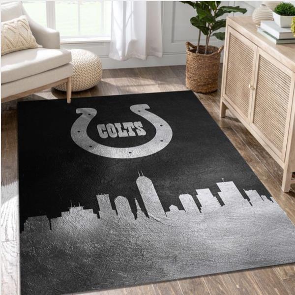 Indiana Colts Skyline Nfl Area Rug Bedroom Christmas Gift Us Decor