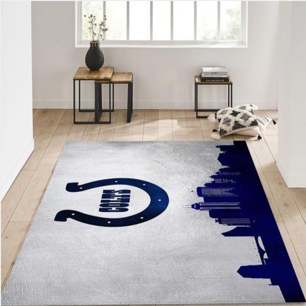 Indiana Colts Skyline Nfl Area Rug For Christmas Living Room Rug Home Decor Floor Decor