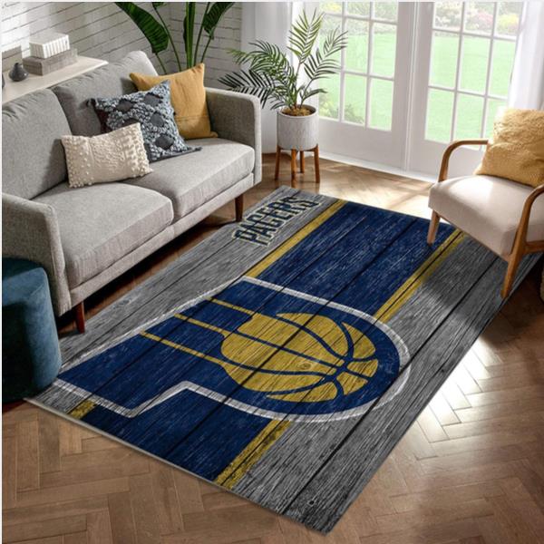Indiana Pacers NBA Team Logo Wooden Style Nice Gift Home Decor Rectangle Area Rug