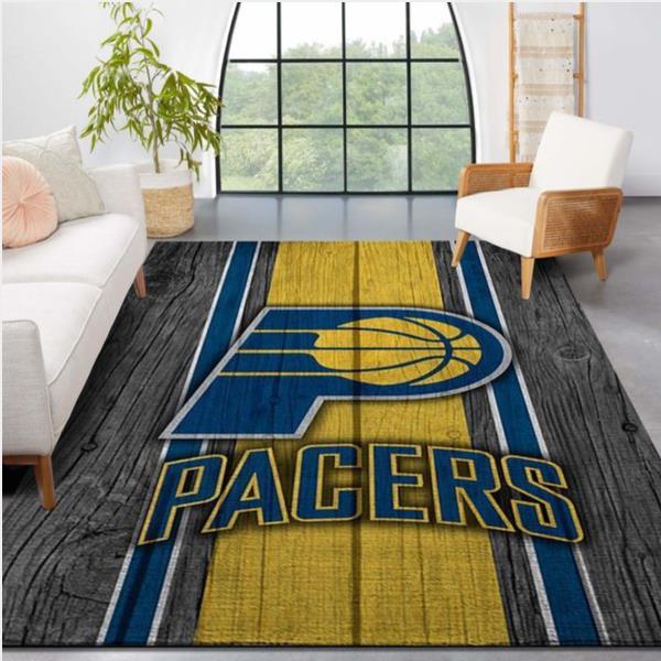 Indiana Pacers Nba Team Logo Wooden Style Nice Gift Home Decor Rectangle Area Rug