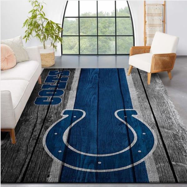Indianapolis Colts NFL Team Logo Wooden Style Style Nice Gift Home Decor Rectangle Area Rug