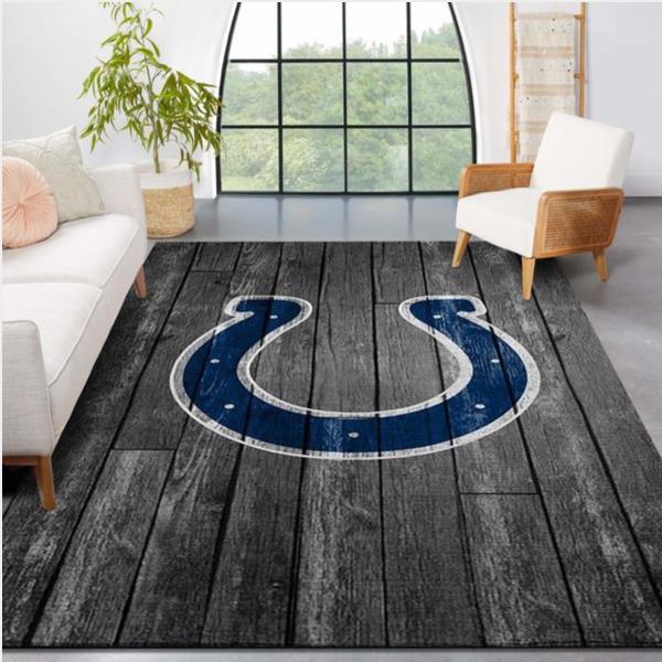 Indianapolis Colts Nfl Team Logo Grey Wooden Style Style Nice Gift Home Decor Rectangle Area Rug