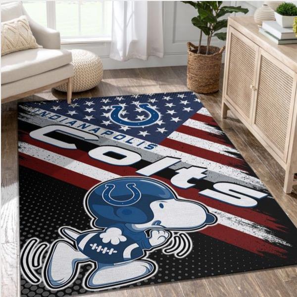 Indianapolis Colts Nfl Team Logo Snoopy Us Style Nice Gift Home Decor Rectangle Area Rug Rer E3N2