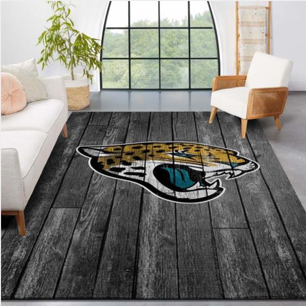 Jacksonville Jaguars NFL Team Logo Grey Wooden Style Style Nice Gift Home Decor Rectangle Area Rug