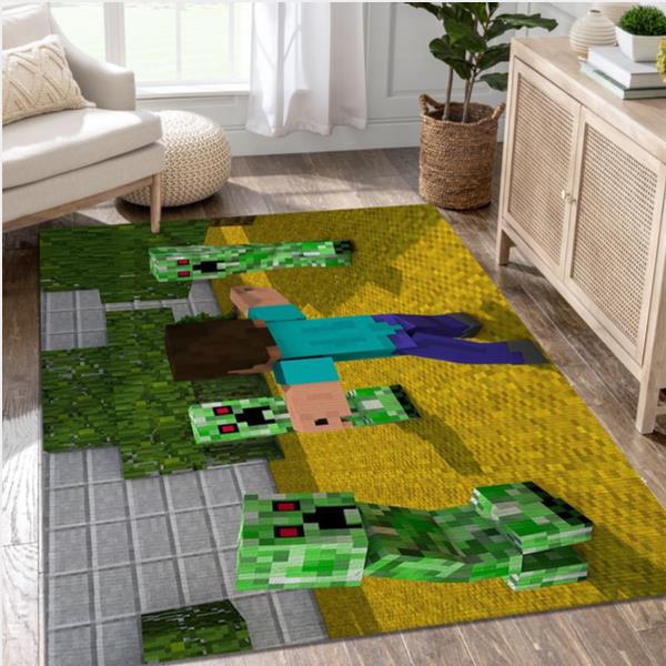 Jurassic Minecraft World Game Area Rug Carpet Area Rug
