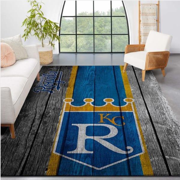Kansas City Royals Mlb Team Logo Wooden Style Style Nice Gift Home Decor Rectangle Area Rug