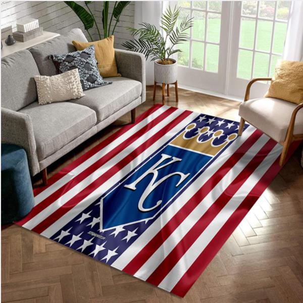 Kansas City Royals Team With American Flag Team Logo Wooden Style Nice Gift Home Decor Rectangle Area Rug