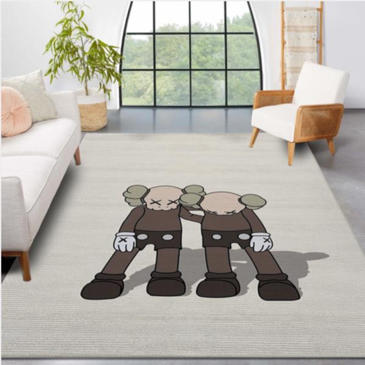 Kaws Along The Way Brown Rug Living Room Rug Home Decor Floor