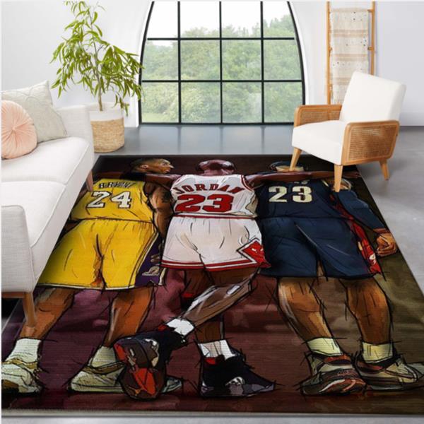 Kobe Bryant Michael Jordan And James Tribute Area Rug Rugs For Living Room Rug Home Decor