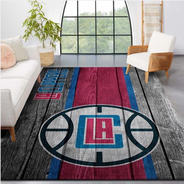 La Clippers Nba Team Logo Wooden Style Nice Gift Home Decor Rectangle Area Rug