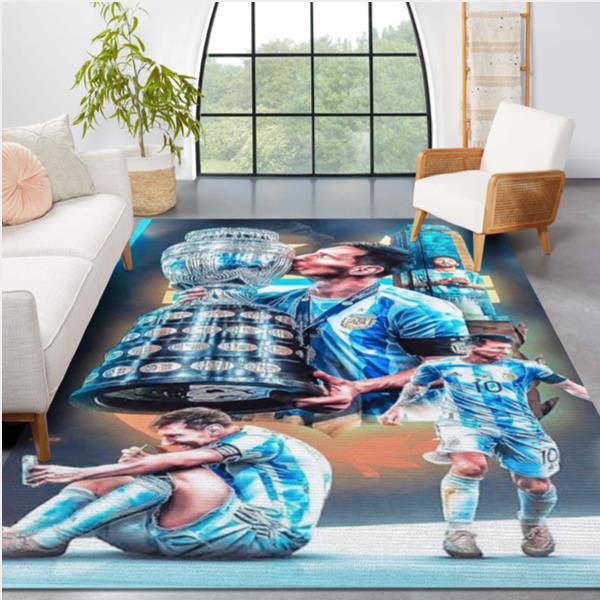 Lionel Messi And Copa Ameica Cup Area Rug Living Room Rug Gift US Decor