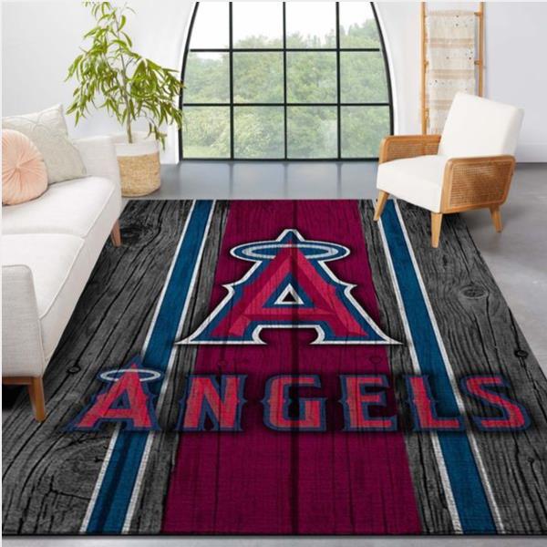 Los Angeles Angels Mlb Team Logo Wooden Style Style Nice Gift Home Decor Rectangle Area Rug