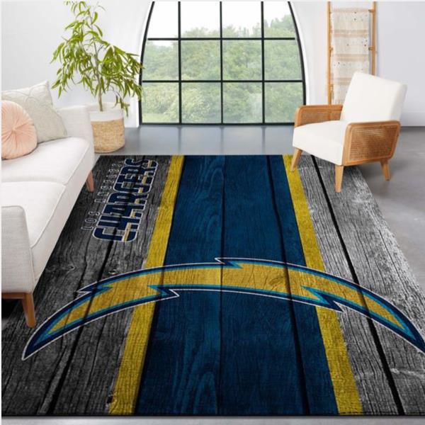 Los Angeles Chargers Nfl Team Logo Wooden Style Style Nice Gift Home Decor Rectangle Area Rug