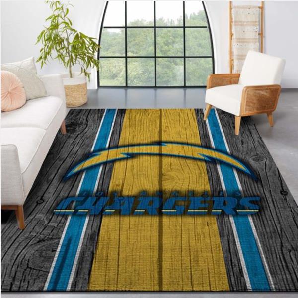 Los Angeles Chargers Nfl Team Logo Wooden Style Style Nice Gift Home Decor Rectangle Area Rug