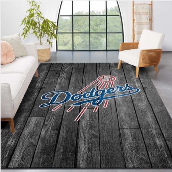Los Angeles Dodgers Mlb Team Logo Grey Wooden Style Style Nice Gift Home Decor Rectangle Area Rug